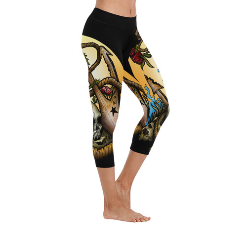 Anchored Women's Low Rise Capri Leggings (Invisible Stitch) (Model L08)