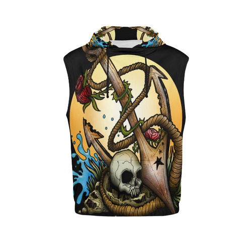 Anchored All Over Print Sleeveless Hoodie for Men (Model H15)