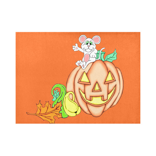 Cute Mouse Halloween Punpkin Placemat 14’’ x 19’’ (Two Pieces)