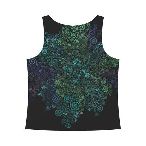 3D Psychedelic Turquoise Rose All Over Print Tank Top for Women (Model T43)