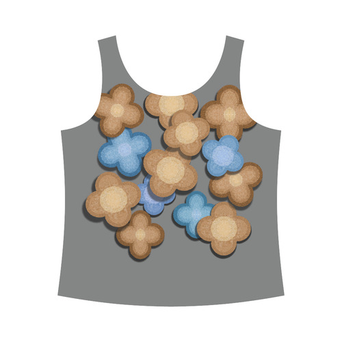 Brown and Blue Flowers All Over Print Tank Top for Women (Model T43)