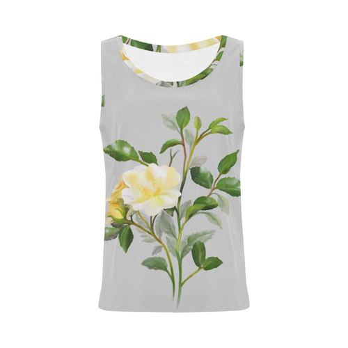Yellow Rose, floral watercolor All Over Print Tank Top for Women (Model T43)