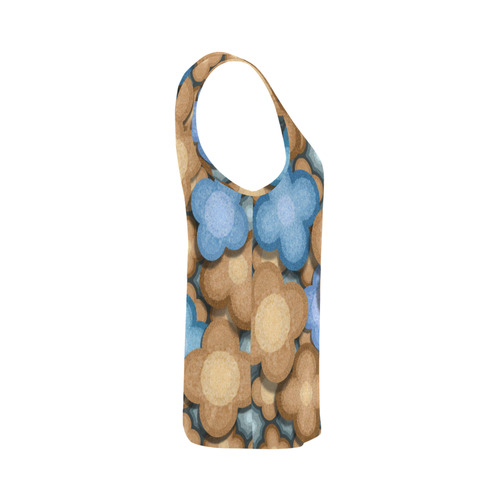 Brown and Blue pattern All Over Print Tank Top for Women (Model T43)