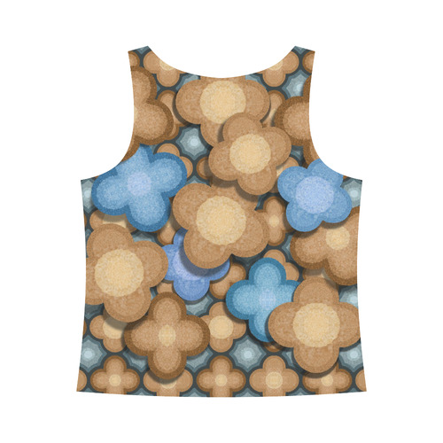 Brown and Blue pattern All Over Print Tank Top for Women (Model T43)