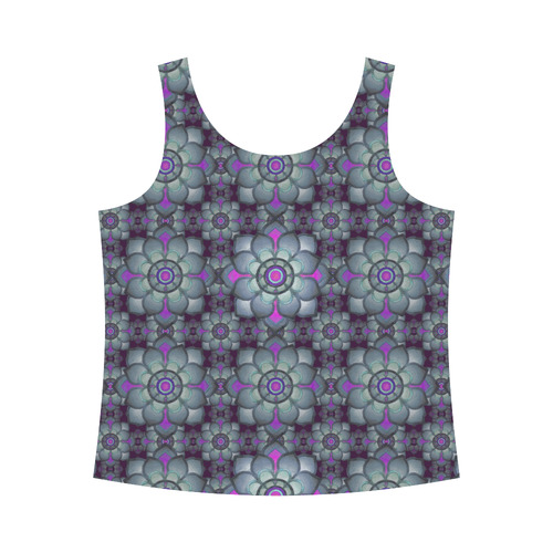 Hot Pink, teal pattern All Over Print Tank Top for Women (Model T43)