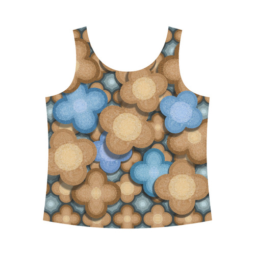 Brown and Blue pattern All Over Print Tank Top for Women (Model T43)