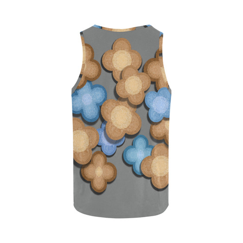 Brown and Blue Flowers All Over Print Tank Top for Women (Model T43)