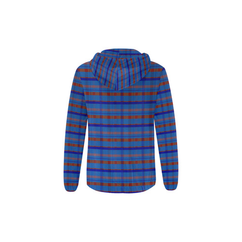 Royal Blue Plaid Hipster Style All Over Print Full Zip Hoodie for Kid (Model H14)
