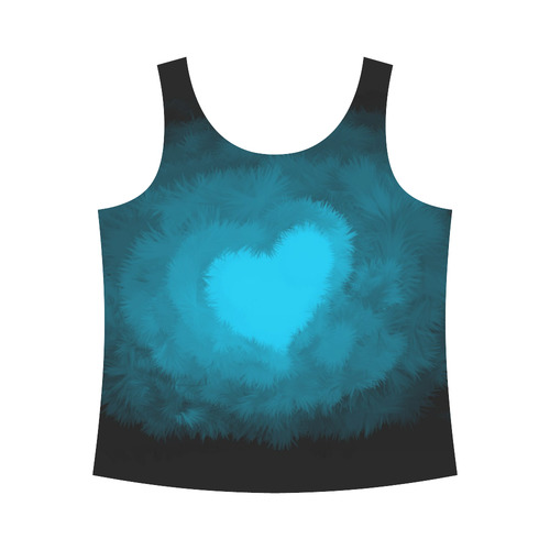 Blue Fluffy Heart, Valentine All Over Print Tank Top for Women (Model T43)