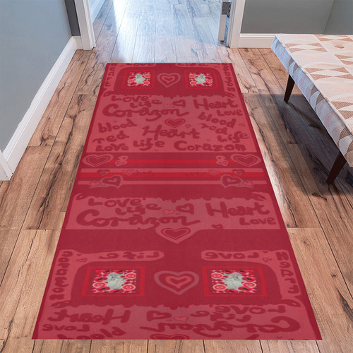 Heart Design with Text Area Rug 9'6''x3'3''
