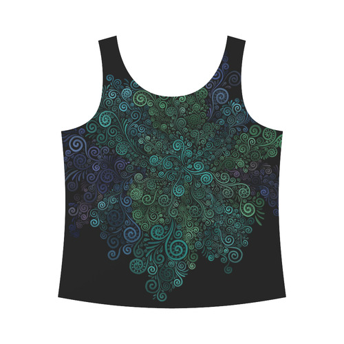 3D Psychedelic Turquoise Rose All Over Print Tank Top for Women (Model T43)