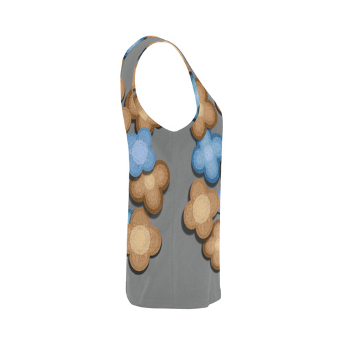 Brown and Blue Flowers All Over Print Tank Top for Women (Model T43)