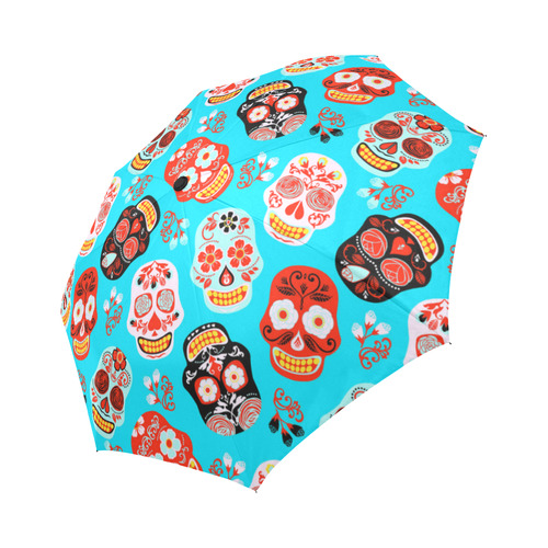 Sugar Skull Day of the Dead Floral Pattern Auto-Foldable Umbrella (Model U04)