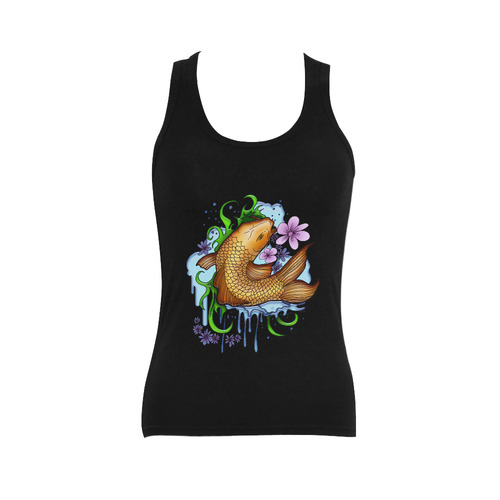 Koi Fish Women's Shoulder-Free Tank Top (Model T35)