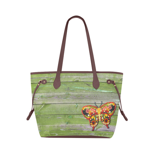 Vegan Butterfly Clover Canvas Tote Bag (Model 1661)