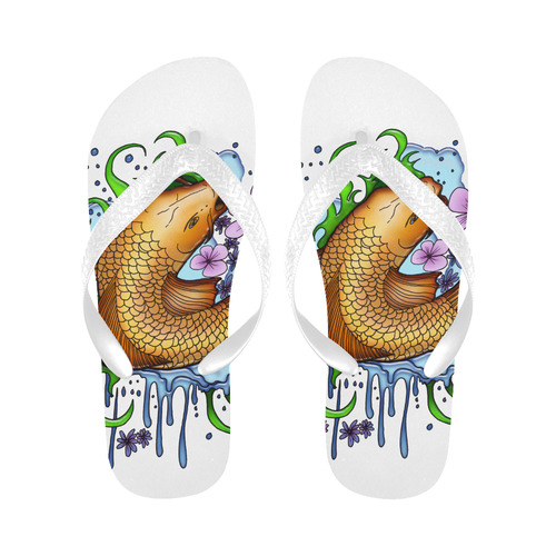 Koi Fish Flip Flops for Men/Women (Model 040)