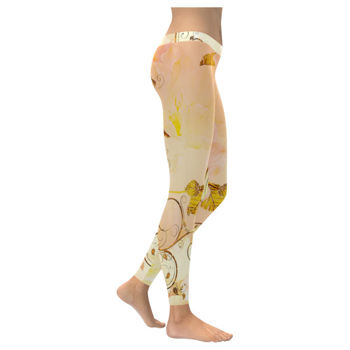 Beautiful flowers in soft colors Women's Low Rise Leggings (Invisible Stitch) (Model L05)