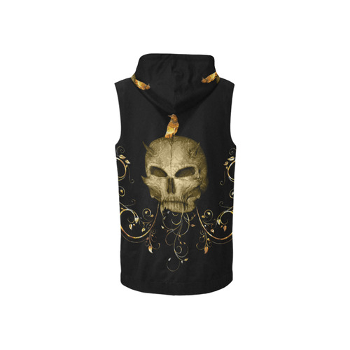 The golden skull All Over Print Sleeveless Zip Up Hoodie for Women (Model H16)