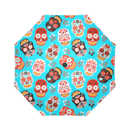 Sugar Skull Day of the Dead Floral Pattern Auto-Foldable Umbrella (Model U04)