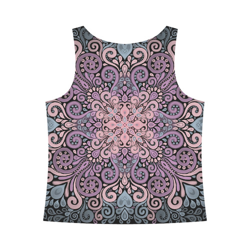 Pink, purple blue, Boho Watercolor Ornate All Over Print Tank Top for Women (Model T43)