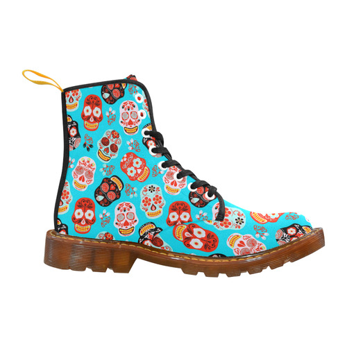 Sugar Skull Day of the Dead Floral Pattern Martin Boots For Women Model 1203H