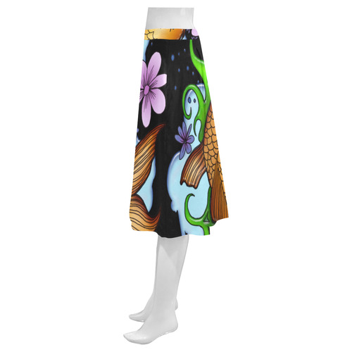 Koi Fish Mnemosyne Women's Crepe Skirt (Model D16)
