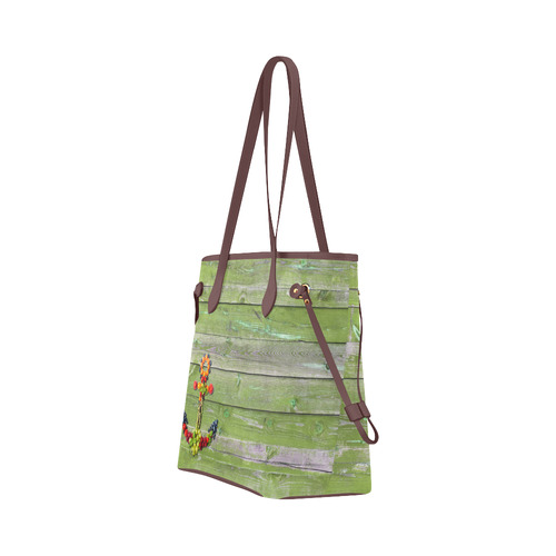 Vegan Anchor Green Wood Wall Clover Canvas Tote Bag (Model 1661)