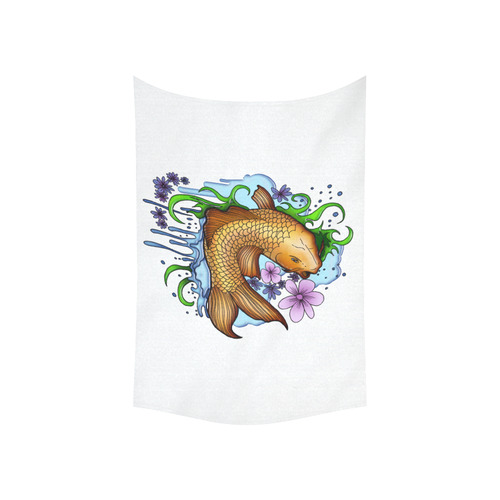 Koi Fish Cotton Linen Wall Tapestry 60"x 40"