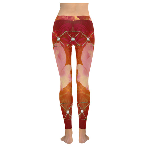Beautiful soft roses Women's Low Rise Leggings (Invisible Stitch) (Model L05)