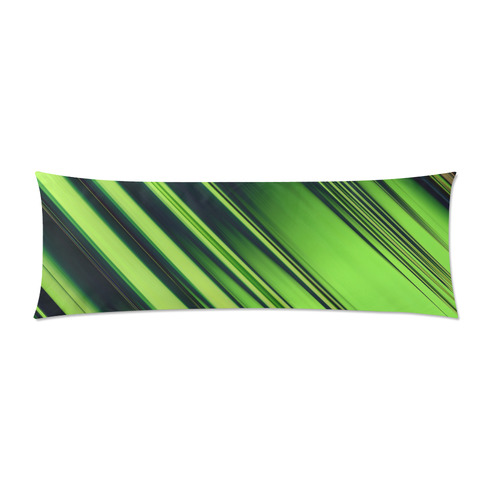 Diagonal Green/Black Stripes Custom Zippered Pillow Case 21"x60"(Two Sides)