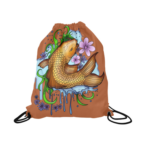 Koi Fish Large Drawstring Bag Model 1604 (Twin Sides)  16.5"(W) * 19.3"(H)