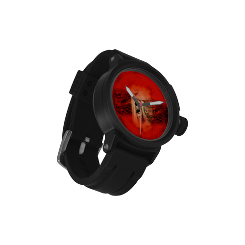 Creepy skulls on red background Men's Sports Watch(Model 309)