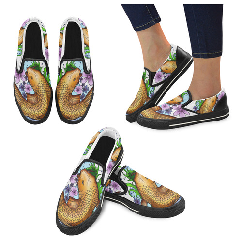 Koi Fish Slip-on Canvas Shoes for Kid (Model 019)