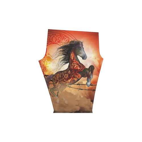 Awesome creepy horse with skulls Women's Low Rise Capri Leggings (Invisible Stitch) (Model L08)