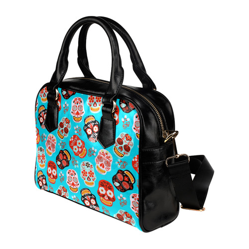 Sugar Skull Day of the Dead Floral Pattern Shoulder Handbag (Model 1634)