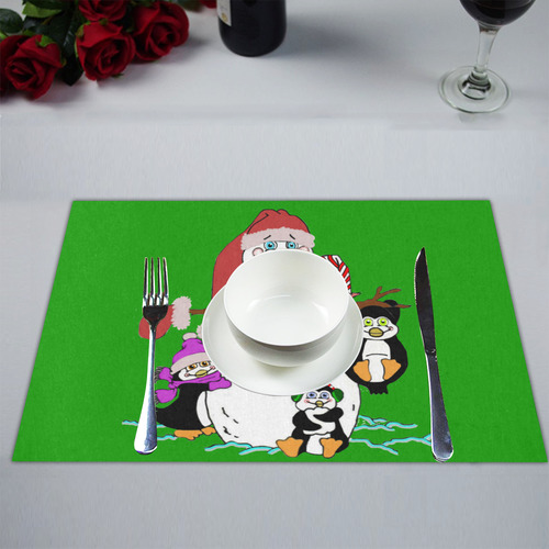 Christmas Snowman And Penguins Placemat 14’’ x 19’’
