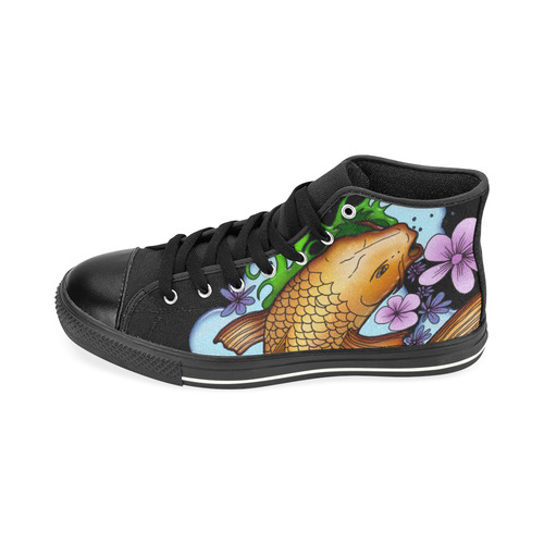 Koi Fish High Top Canvas Women's Shoes/Large Size (Model 017)