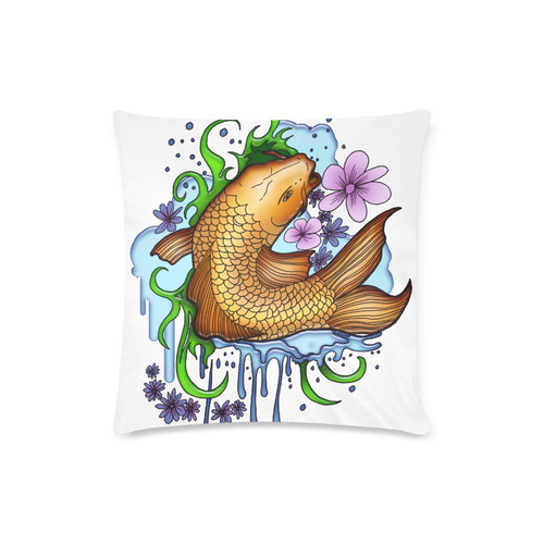 Koi Fish Custom Zippered Pillow Case 16"x16" (one side)