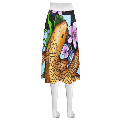 Koi Fish Mnemosyne Women's Crepe Skirt (Model D16)