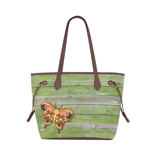Vegan Butterfly Clover Canvas Tote Bag (Model 1661)