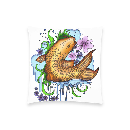 Koi Fish Custom  Pillow Case 18"x18" (one side) No Zipper