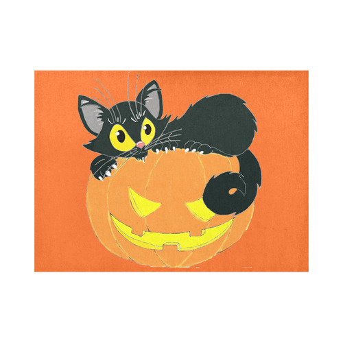 Halloween Black Cat And Pumpkin Placemat 14’’ x 19’’
