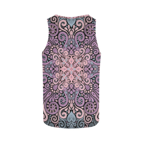 Pink, purple blue, Boho Watercolor Ornate All Over Print Tank Top for Women (Model T43)