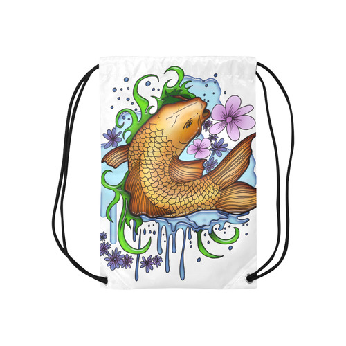 Koi Fish Small Drawstring Bag Model 1604 (Twin Sides) 11"(W) * 17.7"(H)