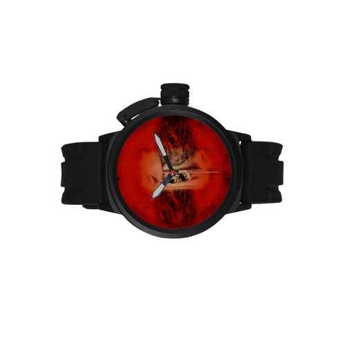 Creepy skulls on red background Men's Sports Watch(Model 309)