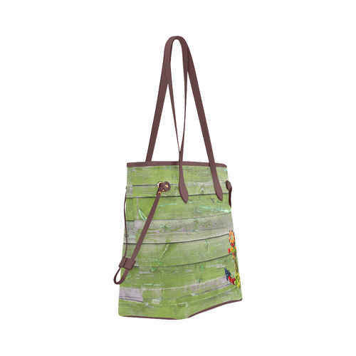 Vegan Anchor Green Wood Wall Clover Canvas Tote Bag (Model 1661)