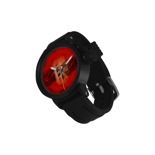 Creepy skulls on red background Men's Sports Watch(Model 309)