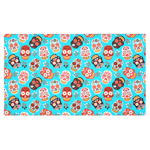 Sugar Skull Day of the Dead Floral Pattern Cotton Linen Tablecloth 60"x 104"