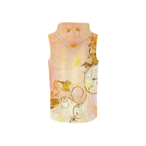 Beautiful flowers in soft colors All Over Print Sleeveless Zip Up Hoodie for Women (Model H16)