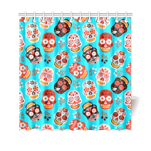 Sugar Skull Day of the Dead Floral Pattern Shower Curtain 69"x70"